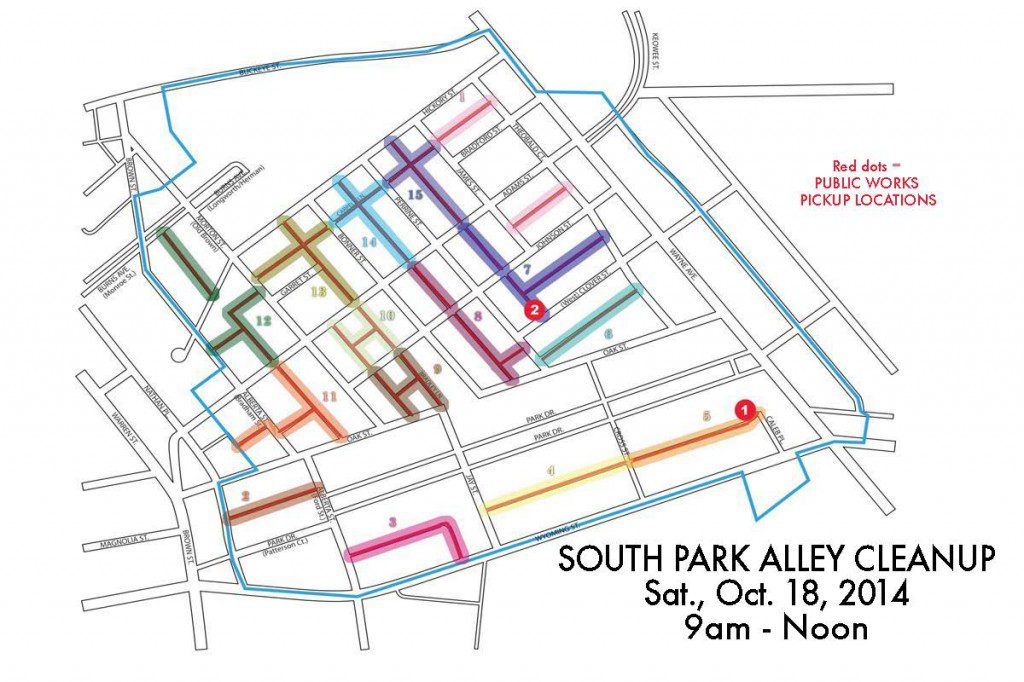 2014 HSPI Alley Cleanup Map Routes + 2 Pickup Locations